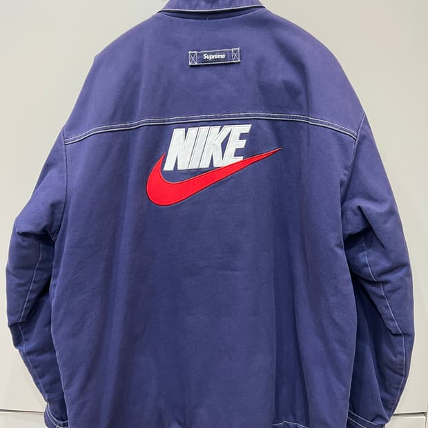 (L) 슈프림 x 나이키 더블 집 워크자켓 네이비