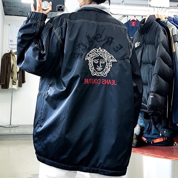 베르사체 90s 메두사 로고 리버시블 플리스 점퍼