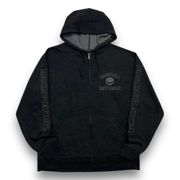 할리데이비슨 스컬 빅로고 포인트 후디 집업