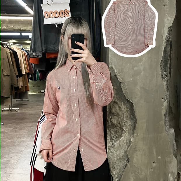 폴로 랄프로렌 스트라이프 셔츠 레드 #csz2921