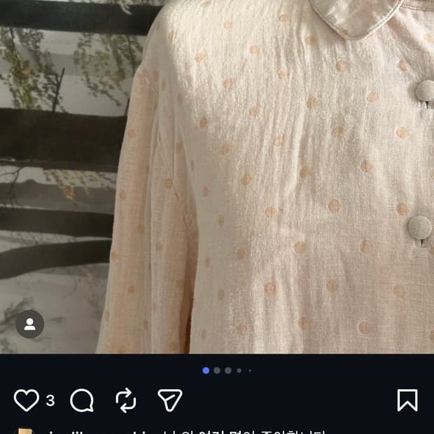 도트 홍콩 블라우스 둥근 카라 모리걸 모리 아오이유우