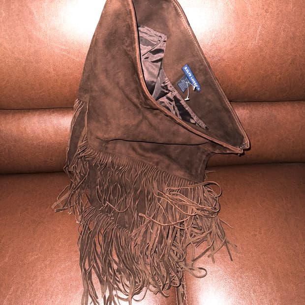 Polo suede fringe skirt