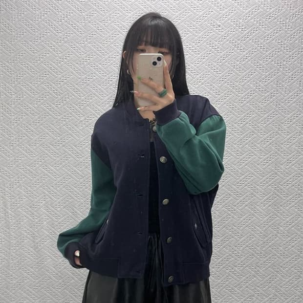 아디다스 레트로 90's 딥그린 슬리브 바시티 자켓 105 C09275