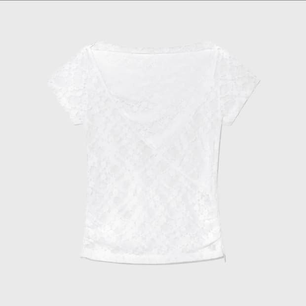 Glowny 글로니 LUSH SWIRL LACE TEE 레이스 M