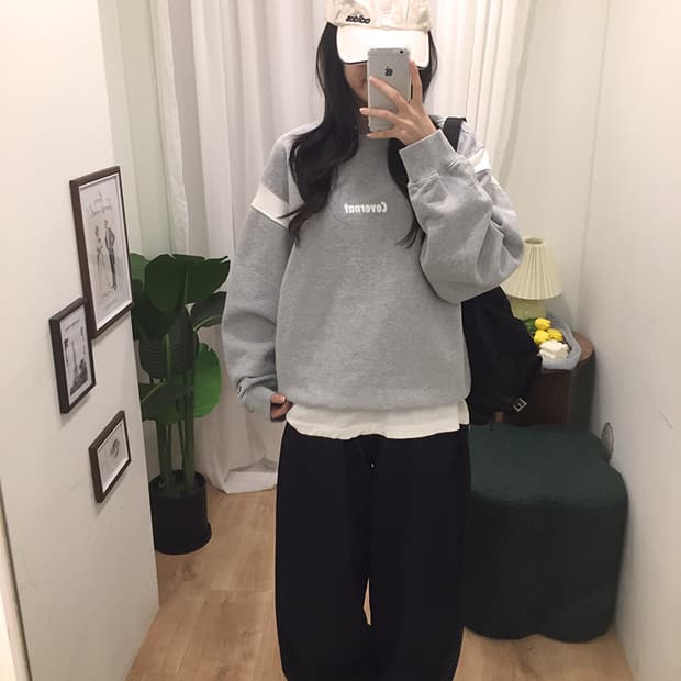 공용 커버낫 배색 스웻맨투맨 100