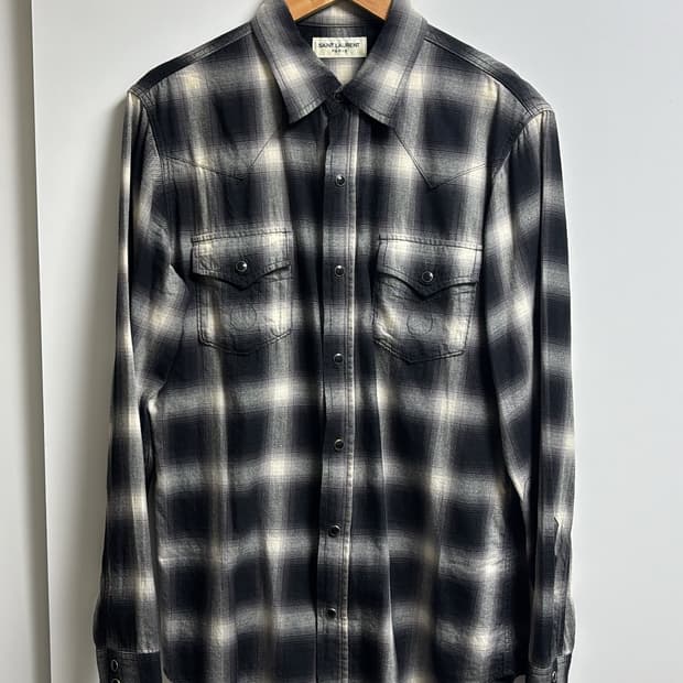 생로랑 16fw 에디슬리먼 플란넬 웨스턴 셔츠 m사이즈