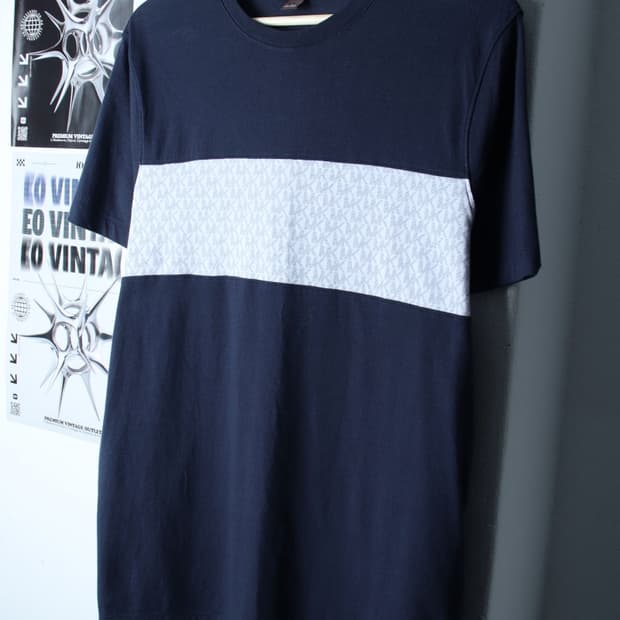 (L-XL) 마이클코어스 반팔 티셔츠 레터링 네이비 놈코어-H30508