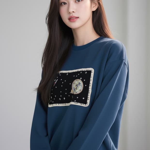 시스템 자수 맨투맨 네이비 95