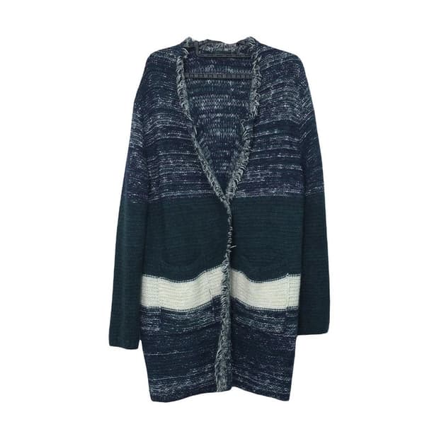 베네통 배색 니트 롱가디건