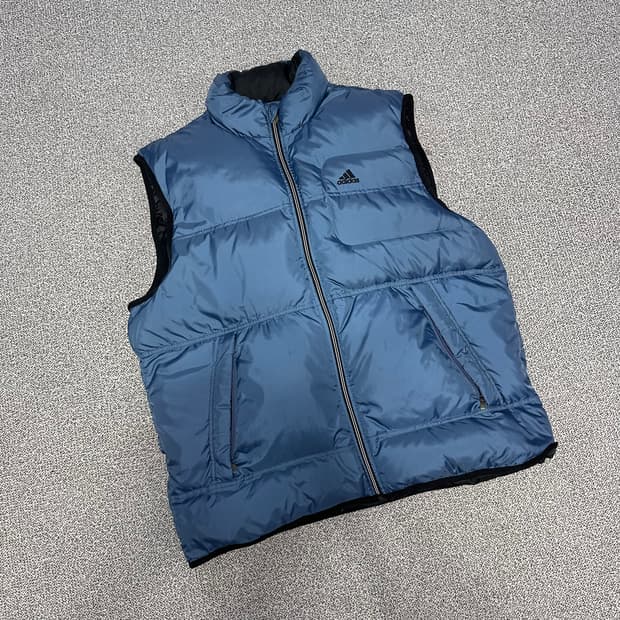 아디다스 블루 패딩 조끼