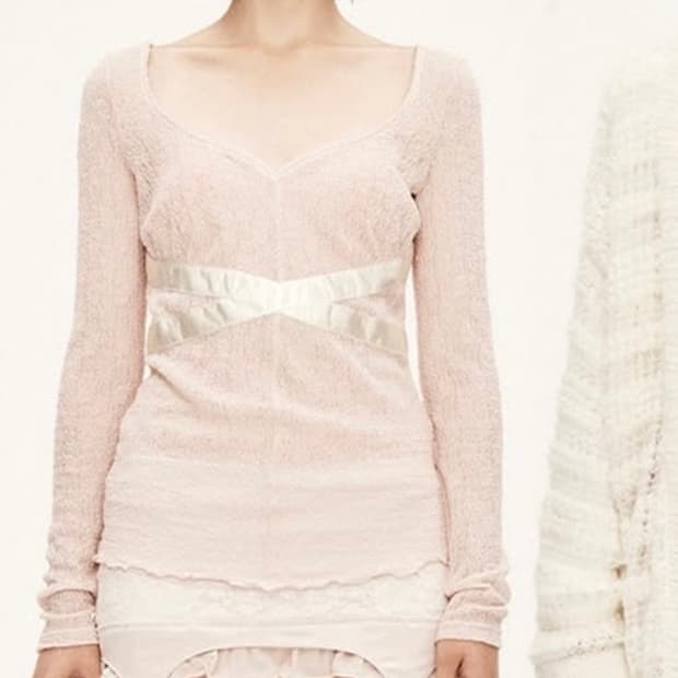 쓰리타임즈 크로스 펄 탑 cross pearl top 핑크 m