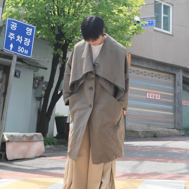 이세이미야케 아카이브 종이접기 트렌치 코트