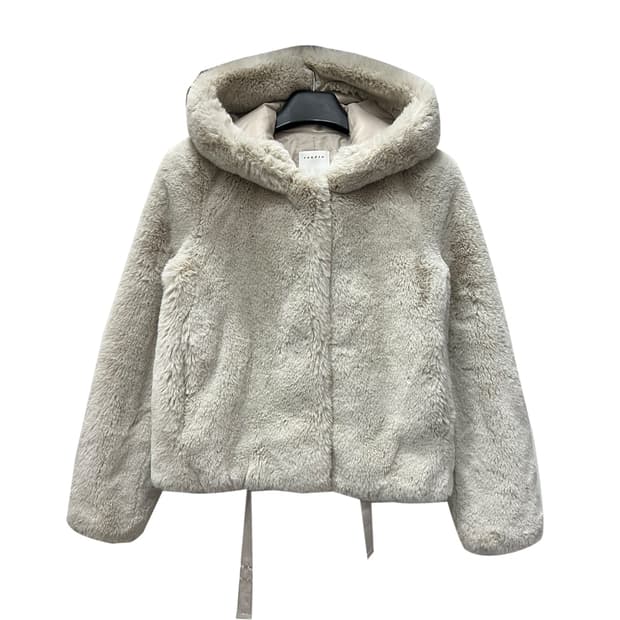 SANDRO 산드로 페이크퍼 후드 숏 밍크 코트 자켓 44~55