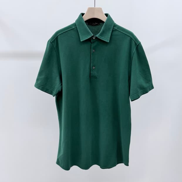 [S+급/XL] 로로피아나 코튼 폴로 반팔 카라티 그린