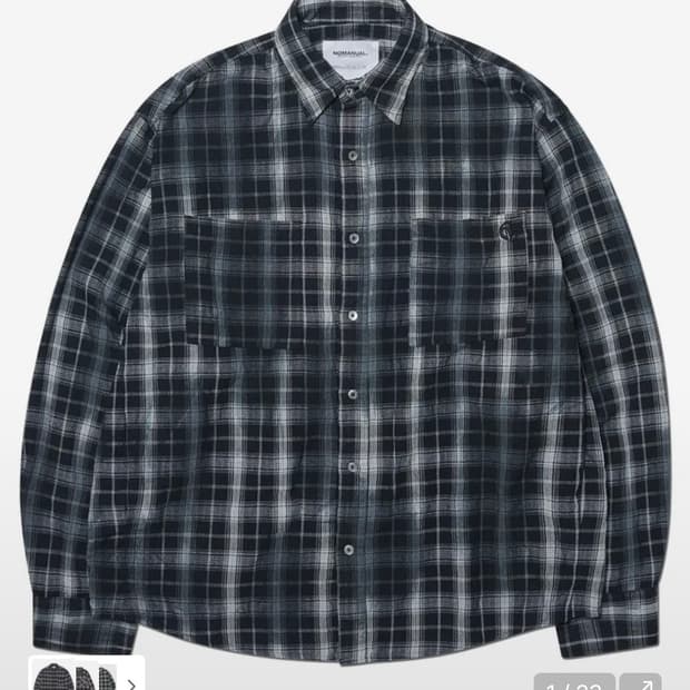 노매뉴얼 체크 셔츠 블랙 L사이즈