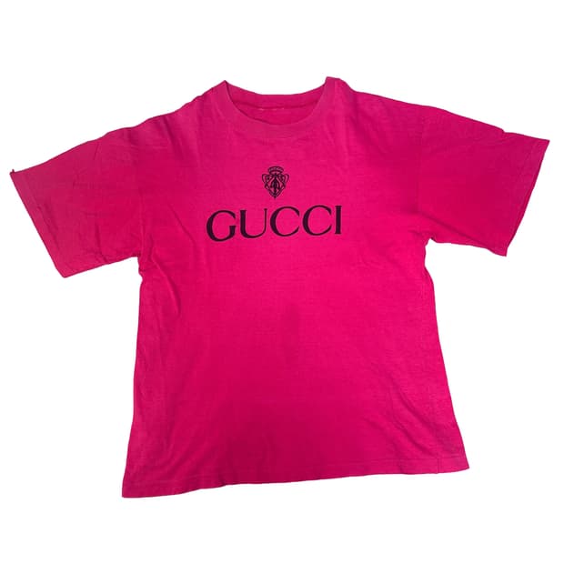 빈티지 90s 구찌 GUCCI 부틀렉 핫핑크 티셔츠 L