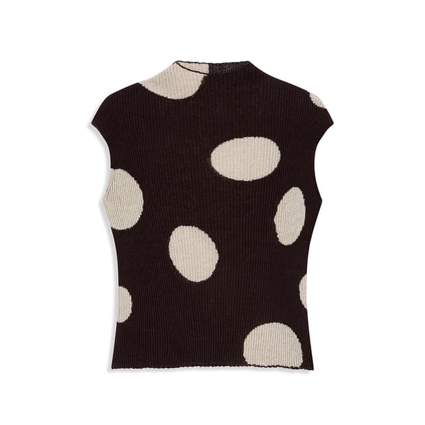 오픈와이와이 RIBBED DOT TOP BROWN L