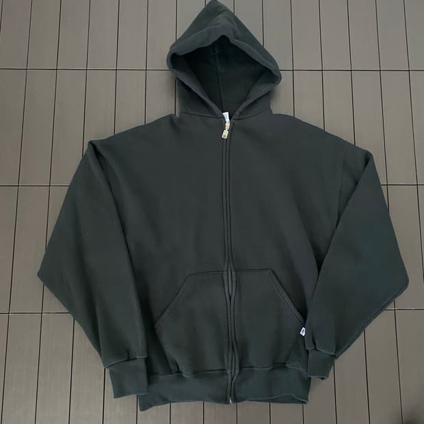 (L) 90s 빈티지 러셀 후드집업 블랙