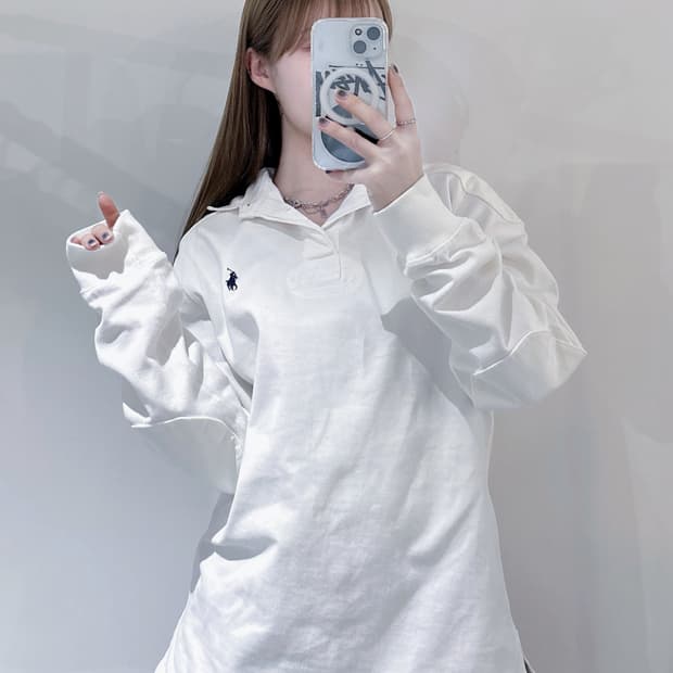 폴로 랄프로렌 화이트 포니 럭비 PK티