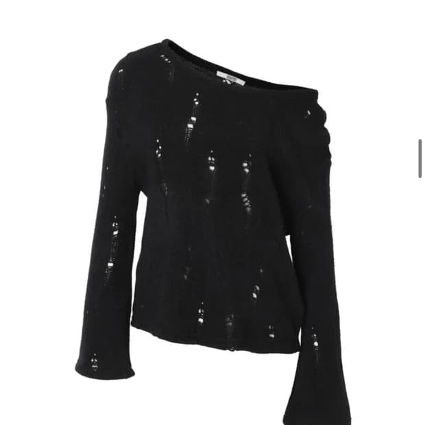 카키포인트 데미지 펀칭 니트 블랙