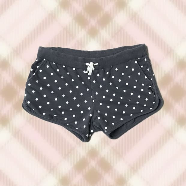 그레이 도트 땡땡이 반바지 숏팬츠 룸웨어 라떼 히메 갸루 러블리 빈티지