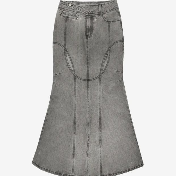 오호스 스커트 Mermaid Slit Denim Skirt