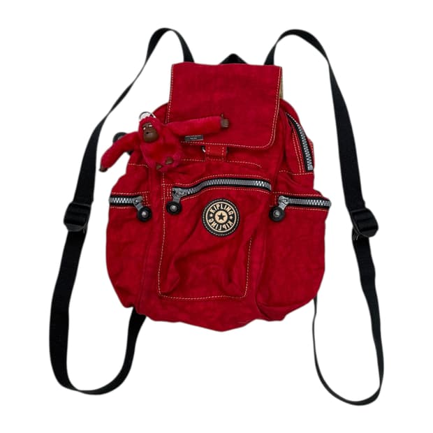 키플링 빈티지 Y2K 미니 레드 포켓 백팩 가방