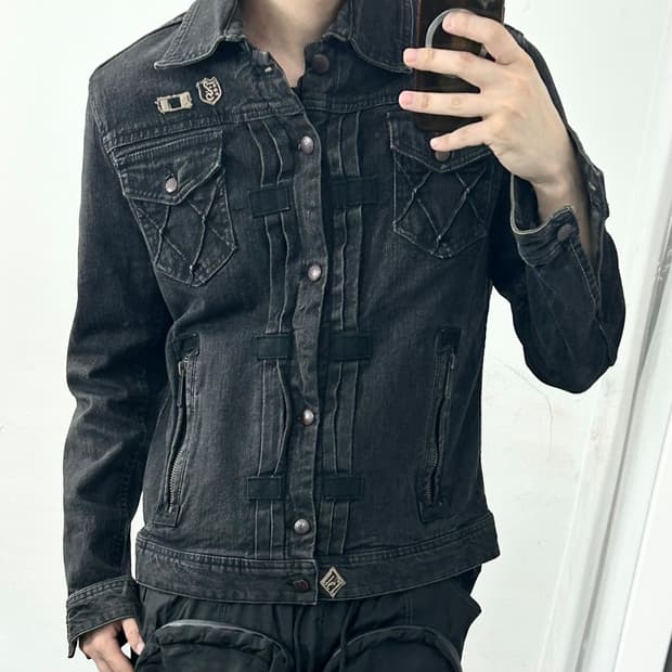 디젤 흑청 데님 자켓