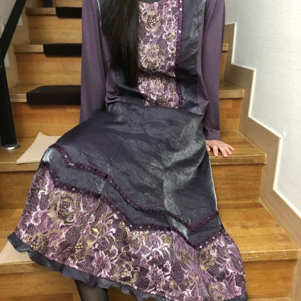 빈티지 퍼플 오리엔탈 셋업