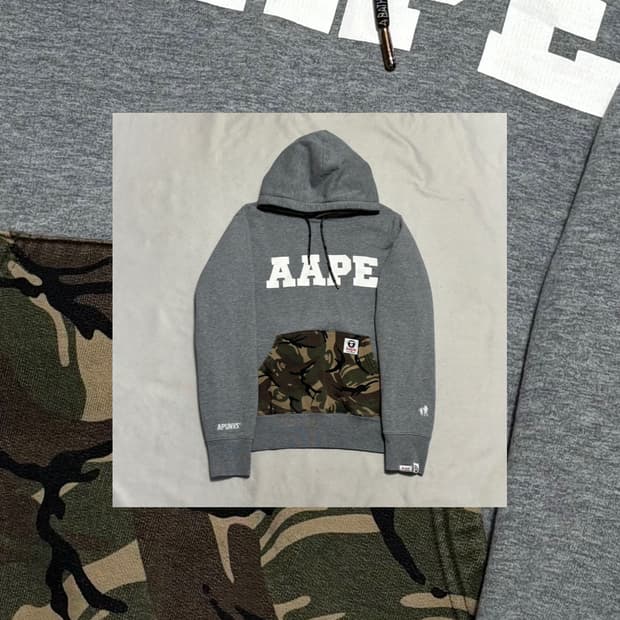베이프(에이프) 그레이 카모 후드티