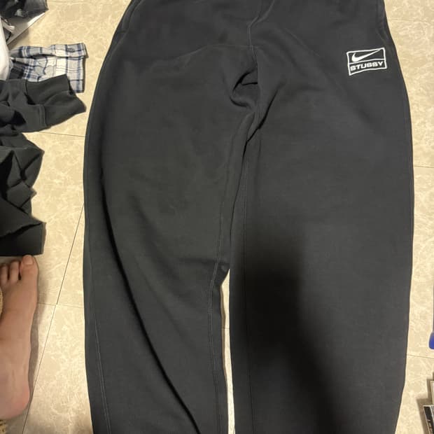 S사이즈 스투시 나이키 NRG 워시드 플리스 팬츠 블랙