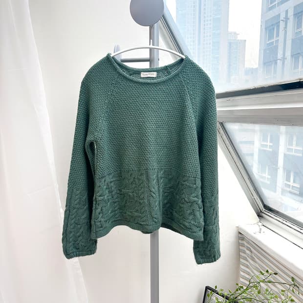 Quinto PUNTO 애쉬 민트 와플 라글란 풀오버