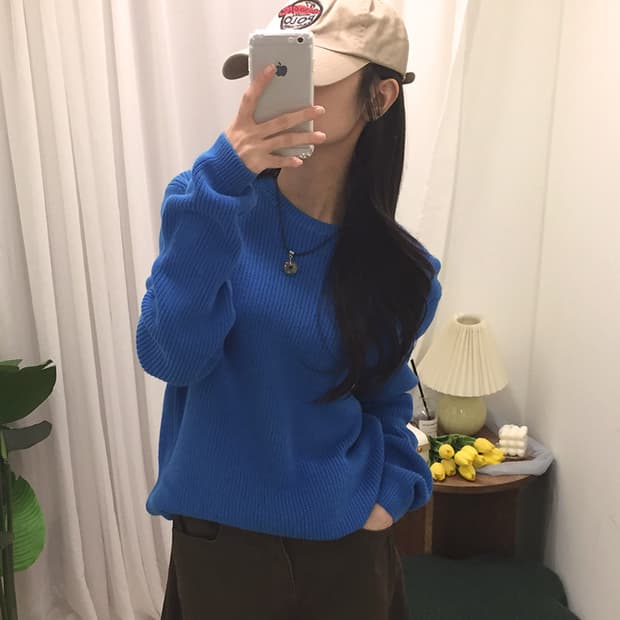 여성 자라 오버핏 라운드니트 100