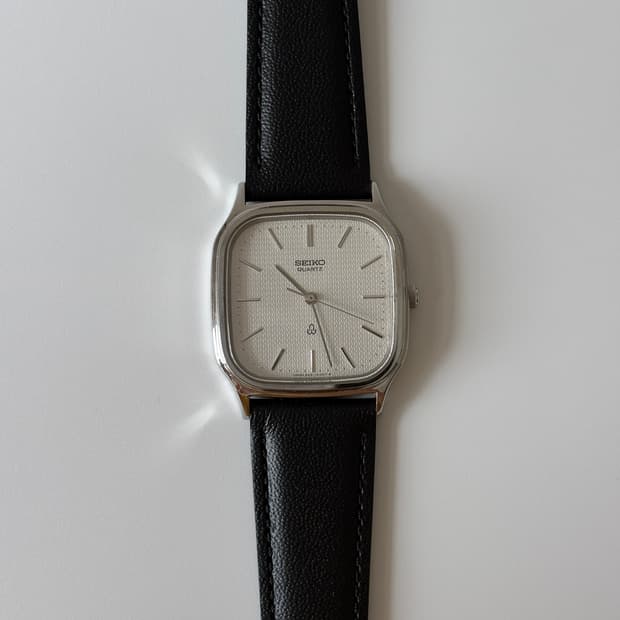 1980년대 Chariot 텍스쳐 다이얼 실버 스퀘어 쿼츠 남성