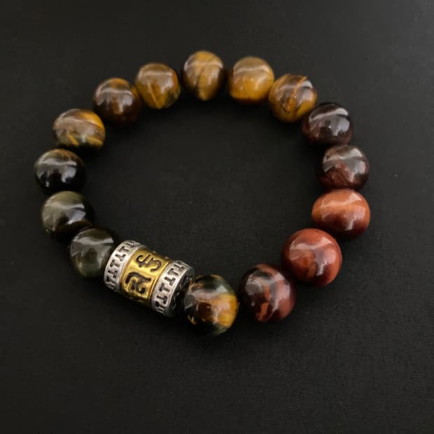 12mm 삼색 호안석 원석 팔찌