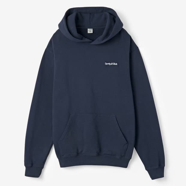 스포티앤리치 공용 클래식 로고 후드 네이비
