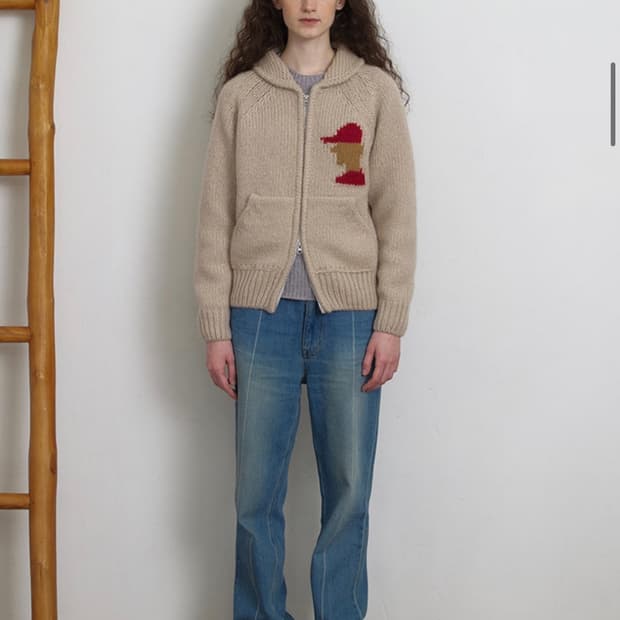 knitly 니틀리 코위찬 베이지 니트집업