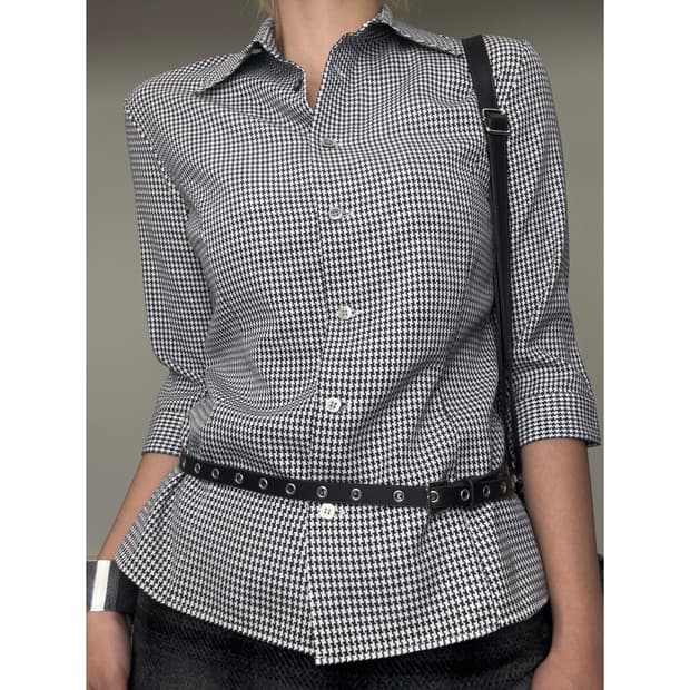 빈티지 하운드체크 셔츠