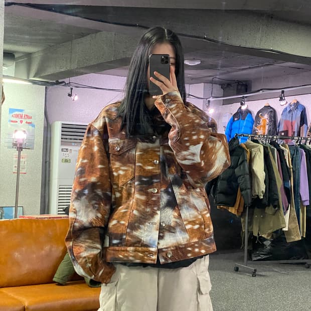 LOURDES 사슴 프린트 데님 자켓 B4001