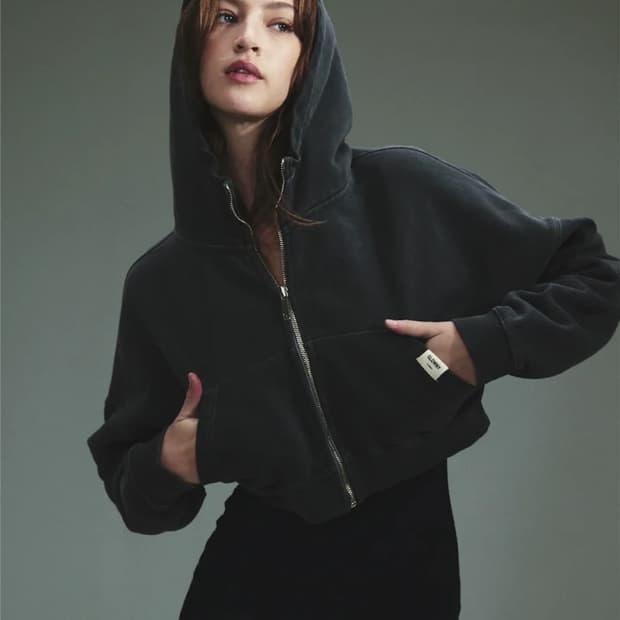 글로니G CLASSIC WASHED CROP ZIPUP (CHARCOAL