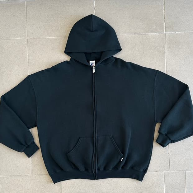 00s 빈티지 러셀 후드집업 그린 XXL