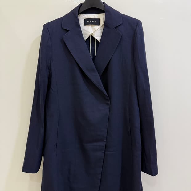 한섬 MINE 마인 네이비 린넨 롱자켓(정품)