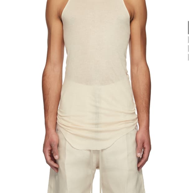 Rick Owens Hollywood 베이직 골지 탱크탑 오프화이트