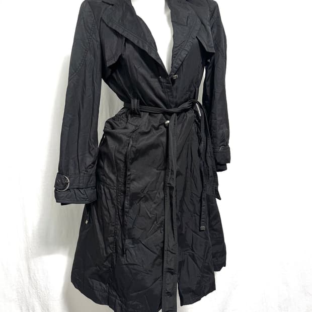 Black belted trench coat