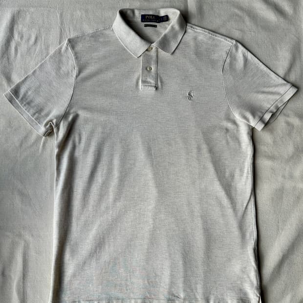 폴로 랄프로렌 오트밀 베이지 피케 카라티 커스텀 슬림핏 L