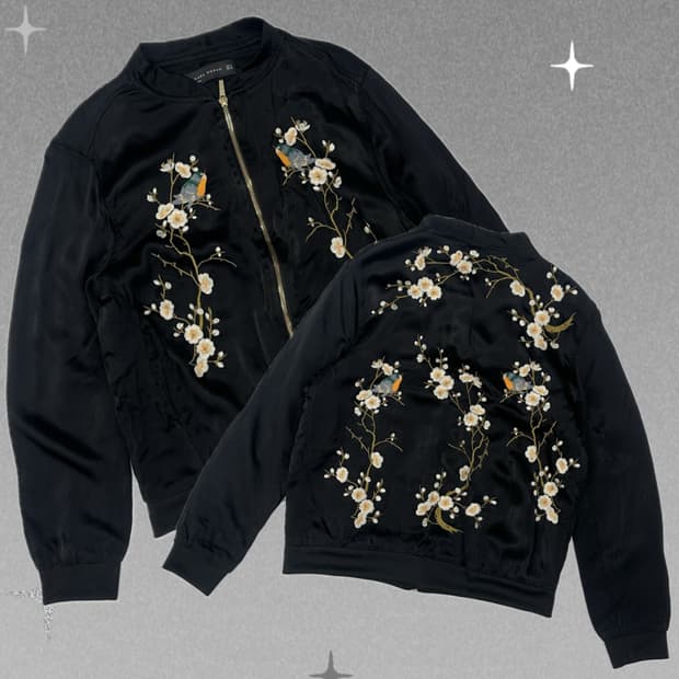 🥀블랙 자수 자라 스카쟌 🥀 셰틴 항공점퍼 아우터 자켓 일본 빈티지 