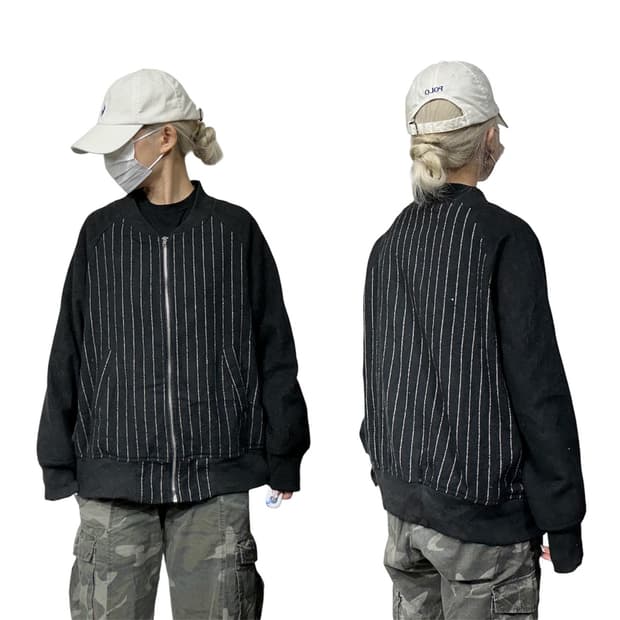 일본 빈티지 블랙 블루종 자켓 잠바 4L