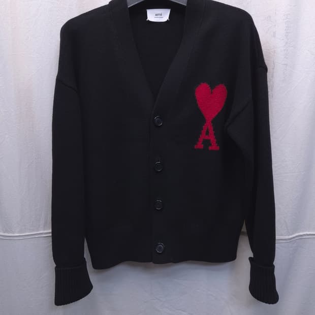 아미 하트 로고 블랙 가디건 S