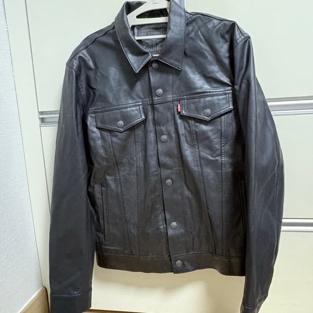 리바이스 블랙 레더 트러커 자켓
