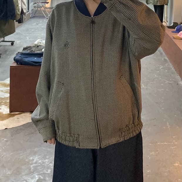 크리스찬 디올 빈티지 체크 블루종 자켓 H2163